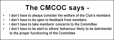 Things I don't have to do according to the CMCOC