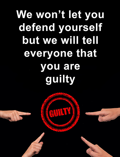 The Shoalhaven Bushwalkers committee gives a member no chance to defend himself and tells everyone he is guilty The Shoalhaven Bushwalkers committee gives a member no chance to defend himself and tells everyone he is guilty