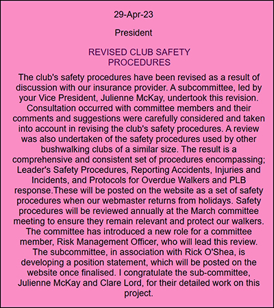 SBW President's news post April 2023 #2