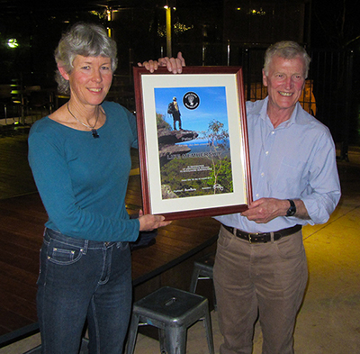 Karen Davis presenting Peter Dalton with his Life Membership in 2013